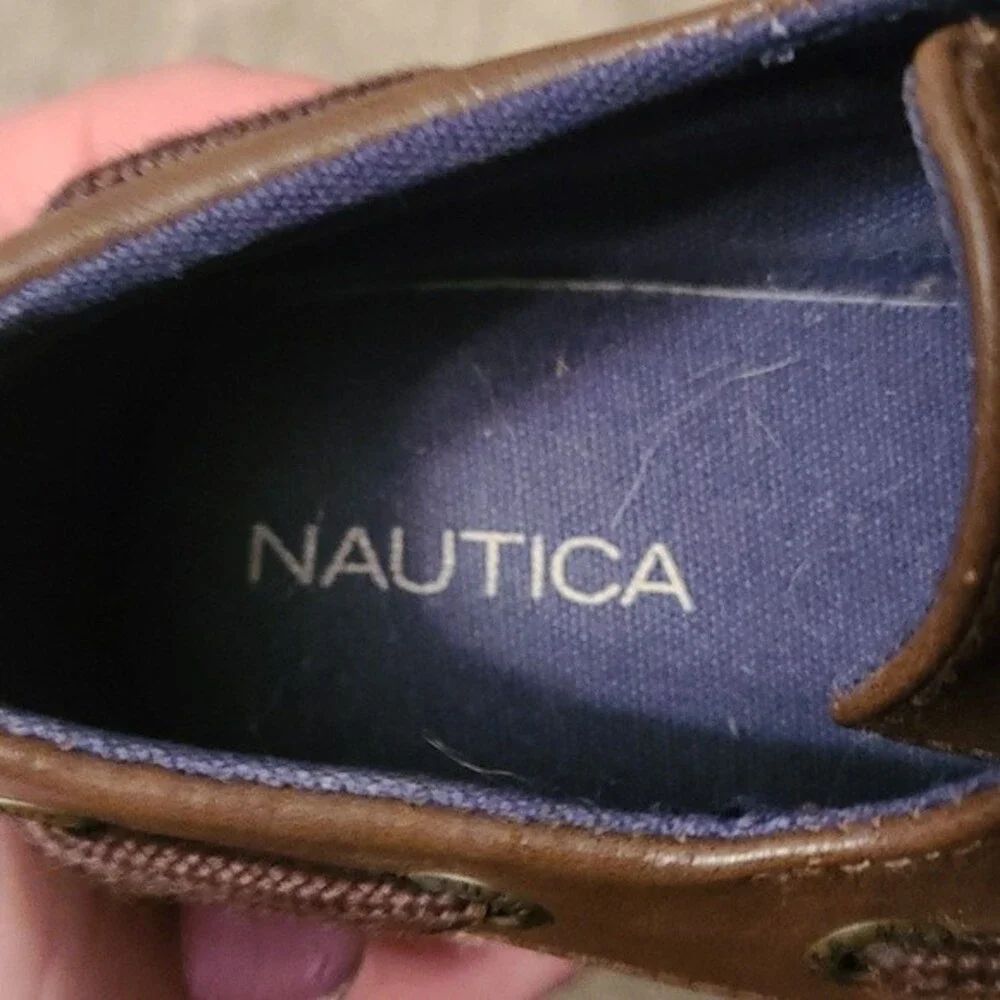 Nautica Toddler Brown Leather Loafer Boat Shoes Size 9
